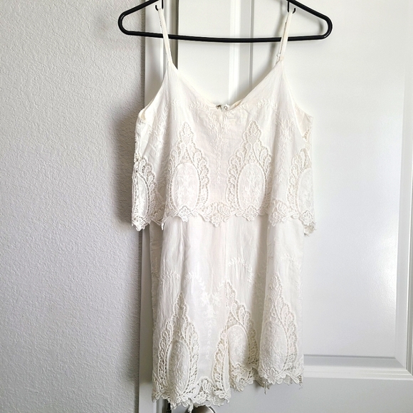 herell Pants - Herell Spaghetti Strap Eyelet Embroidery Rompers
